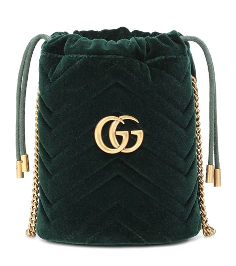 gucci green velvet bucket bag|gucci black velvet marmont bag.